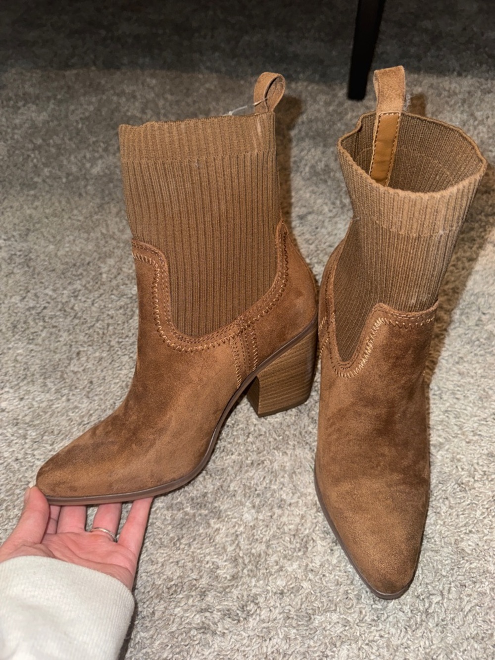Universal Thread Brown Suede Sock-Style Ankle Boots